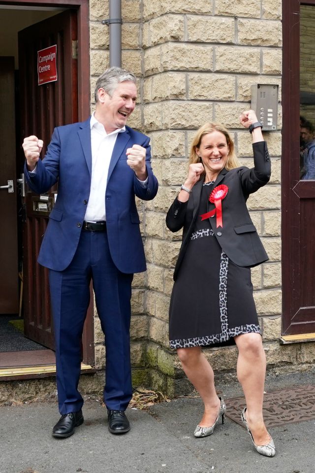 Labour Party leader Sir Keir Starmer with Kim Leadbeater after she won the Batley and Spen by-election - the seat previously held by her sister Jo