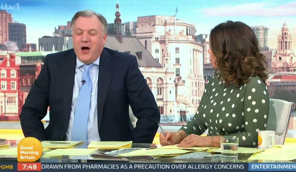 Good Morning Britain anchor Ed Balls was forced to apologise after swearing live on air