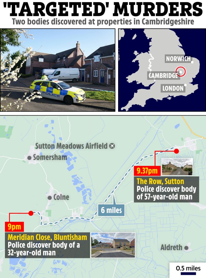 A map shows where the murders took place across Cambridgeshire