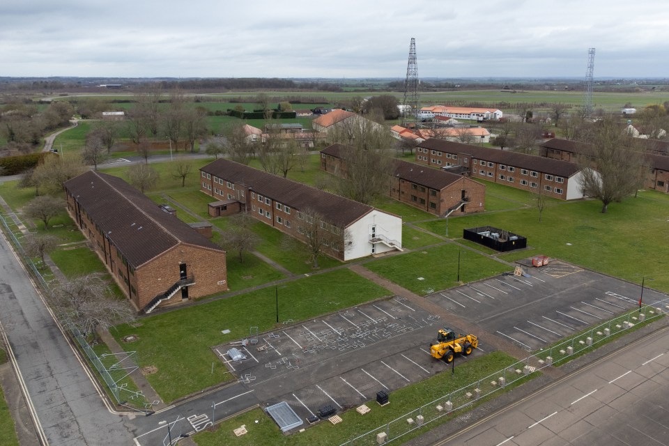 Work started yesterday to convert a former RAF base into a camp for thousands of Channel migrants