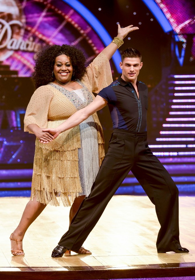 Alison dancing with Strictly pro dancer Aljaz Skorjanec