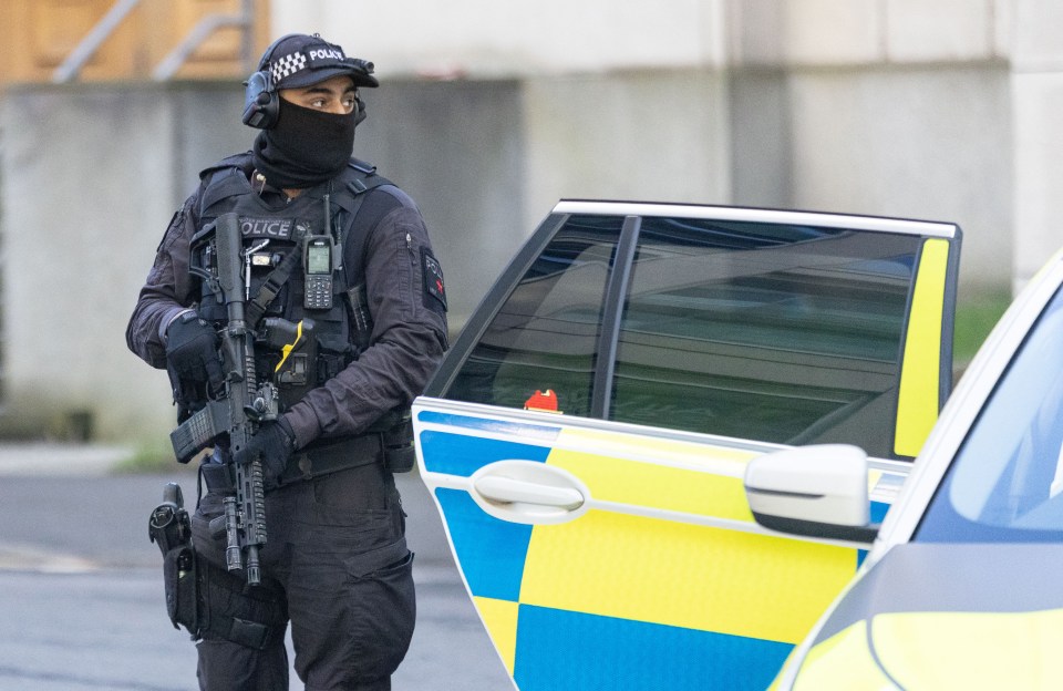 Armed police outside Manchester Crown Court