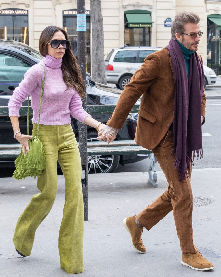 Victoria and David stepped out in these coloourful outfits in Paris