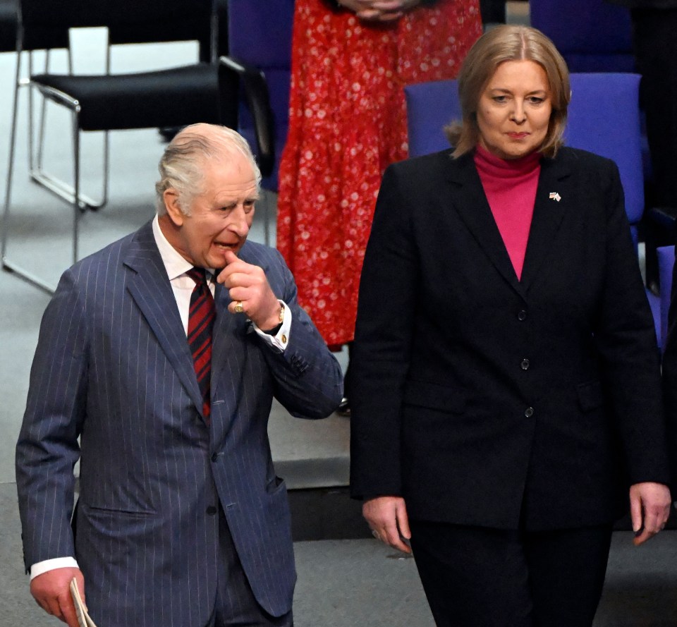 King Charles with President of the Bundestag, Baerbel Bas before his speech