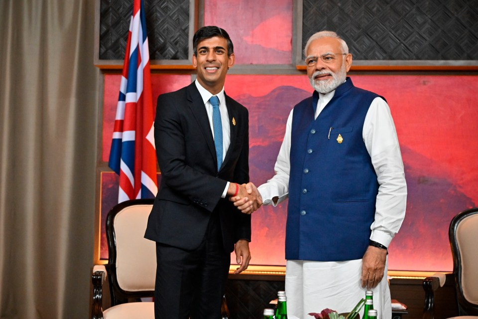 Britain gave £2.3billion in aid to India from 2016 to 2021 - pictured Rishi Sunak with India's Prime Minister Narendra Modi