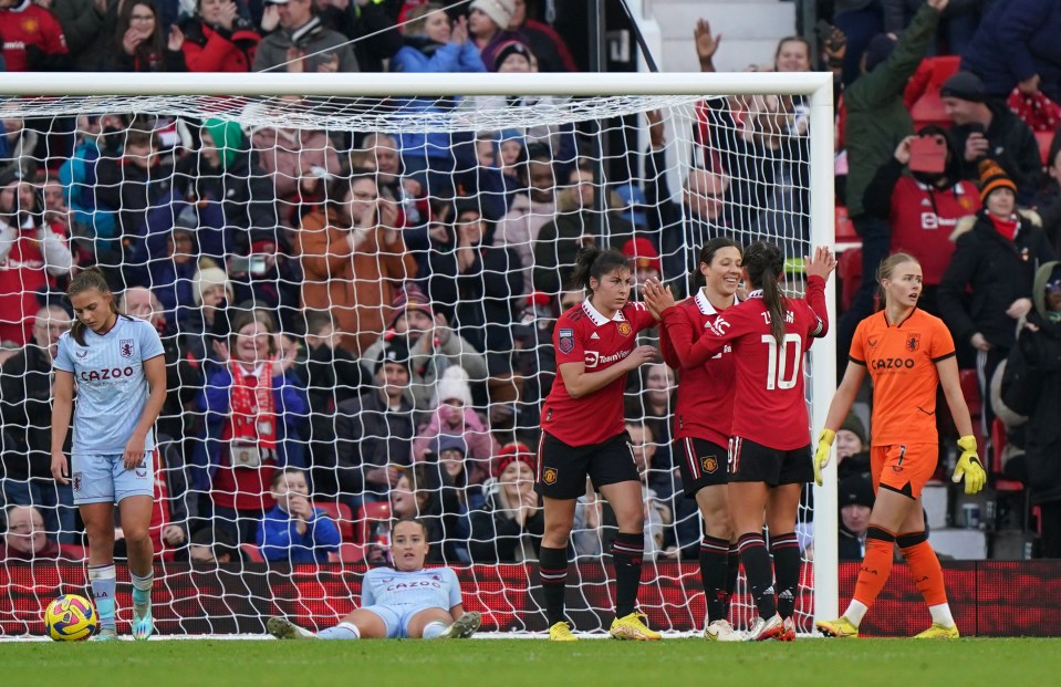 Rachel Williams netted during Manchester United's 5-0 defeat of Aston Villa at Old Trafford in December