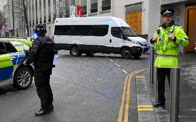 A van understood to be carrying Thomas Cashman