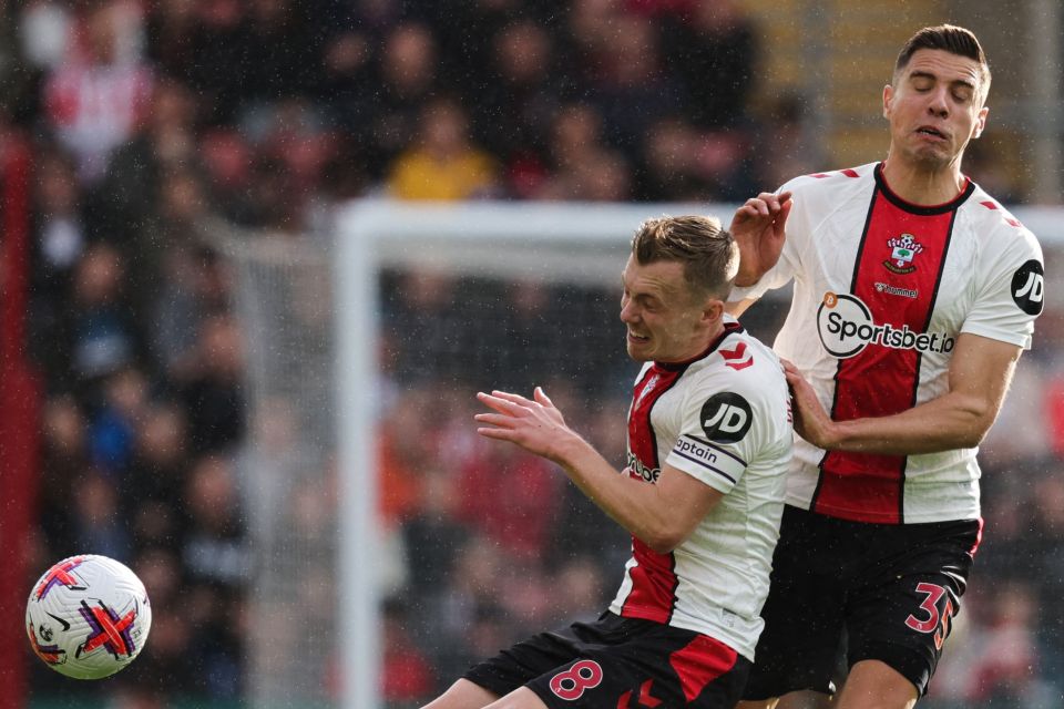 Bednarek inadvertently collided with James Ward-Prowse