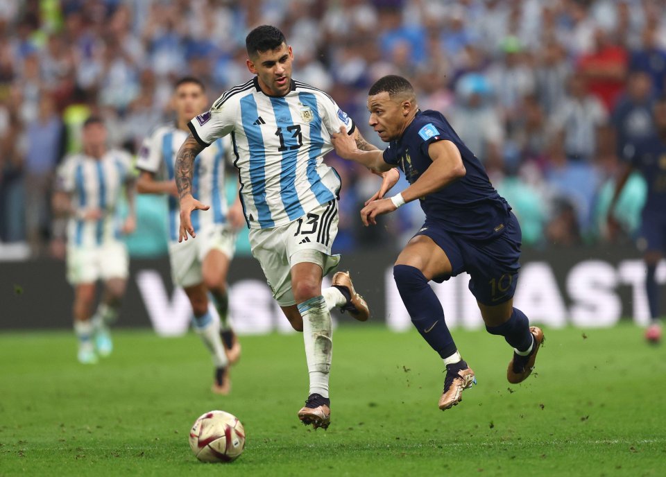 Defender Cristian Romero had a right old tussle with France striker Kylian Mbappe before Argentina won the World Cup final on penalties