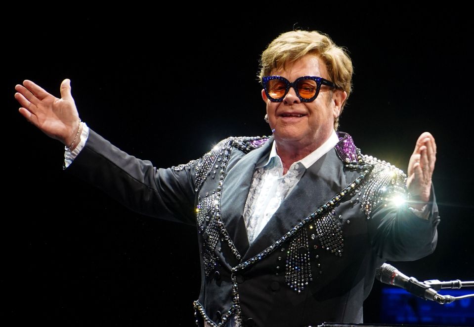 Elton John performing on stage during his Farewell Yellow Brick Road tour