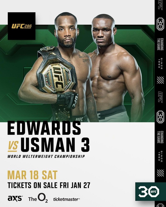 Edwards' first title defence will be a trilogy fight against Nigerian Nightmare Usman