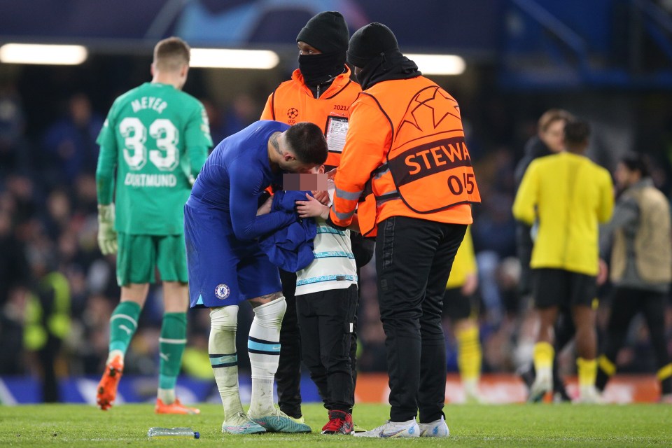 Fernandez hugged the child before departing the pitch