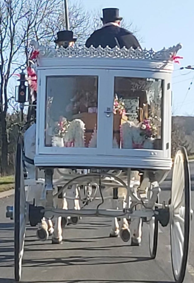 Shirley's dream of travelling in a white carriage was fulfilled at her funeral