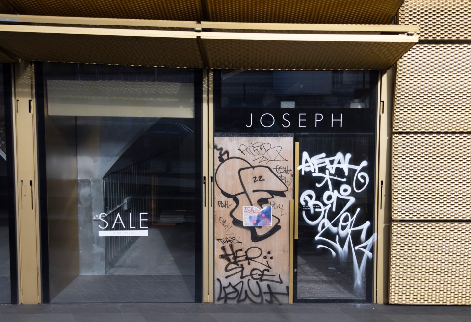 The former entrance to clothing store Joseph looks sad