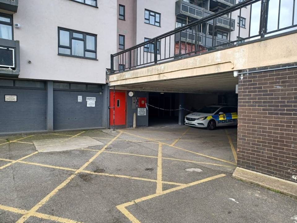 The bin area at the block of flats has been cordoned off