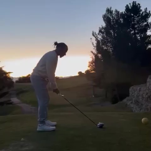 Hamilton also shared a video of him hitting a golf ball