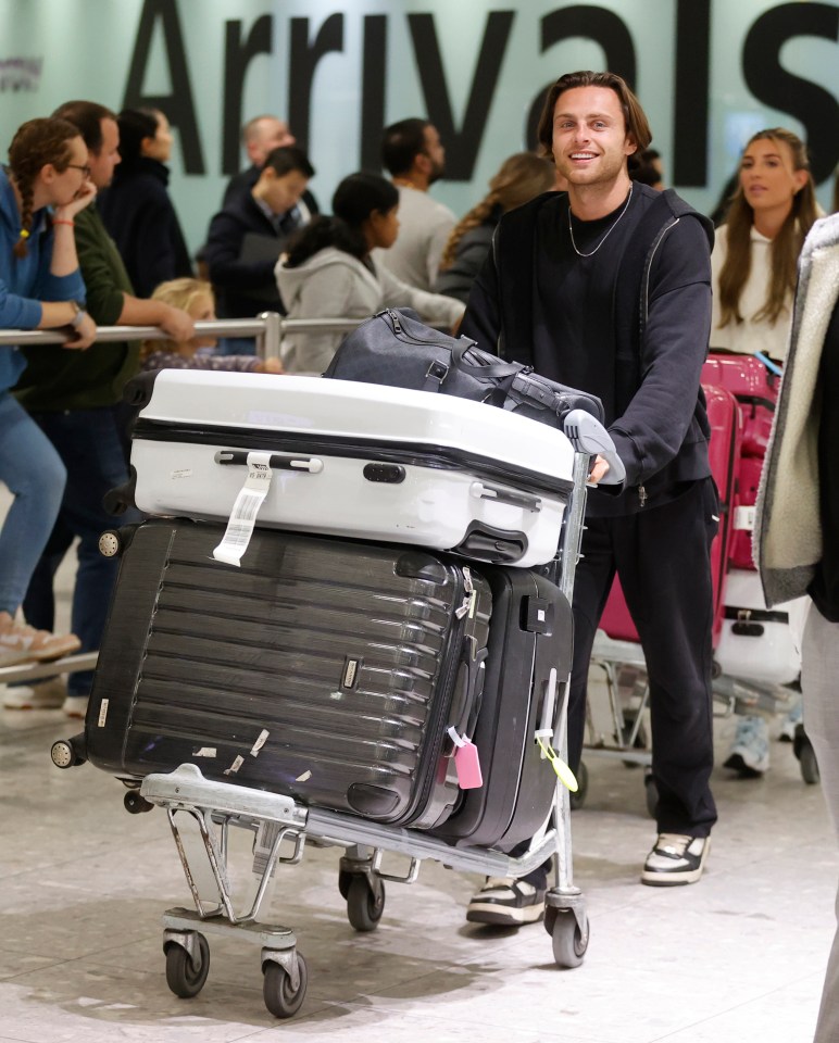 Casey was left in charge of the suitcases as he headed home