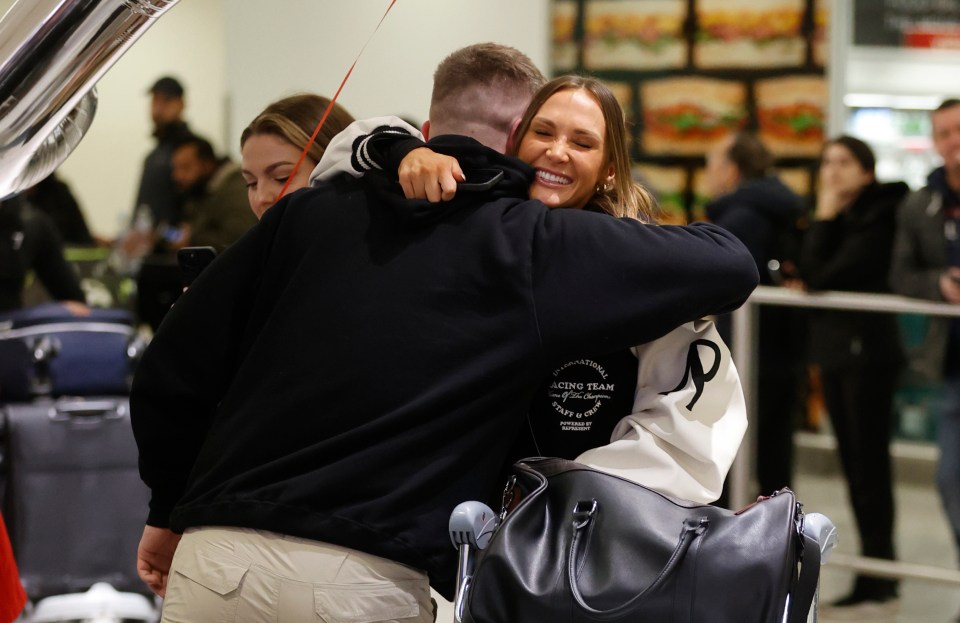 Jessie was excited to give hugs to those waiting for them