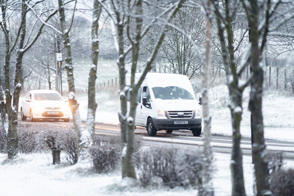 Morning commuters in Sunderland tackle snow and ice on the roads