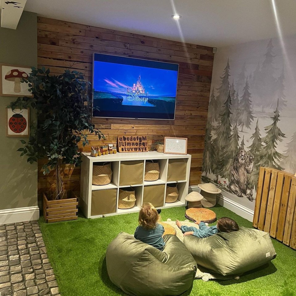 Mrs Hinch shows off her finished playroom, which features artificial grass