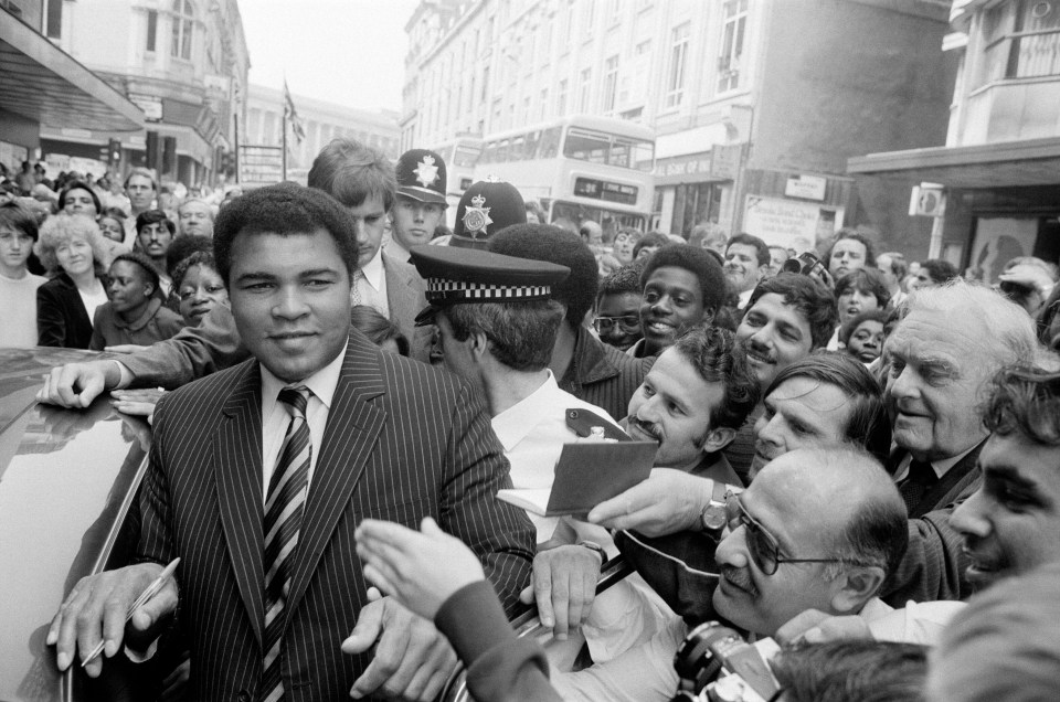 The boxing icon was mobbed by fans in Birmingham in August 1983