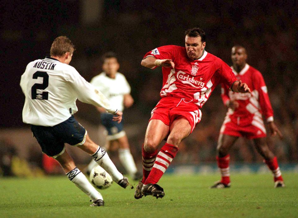 The Liverpool legend challenges Dean Austin in 1994