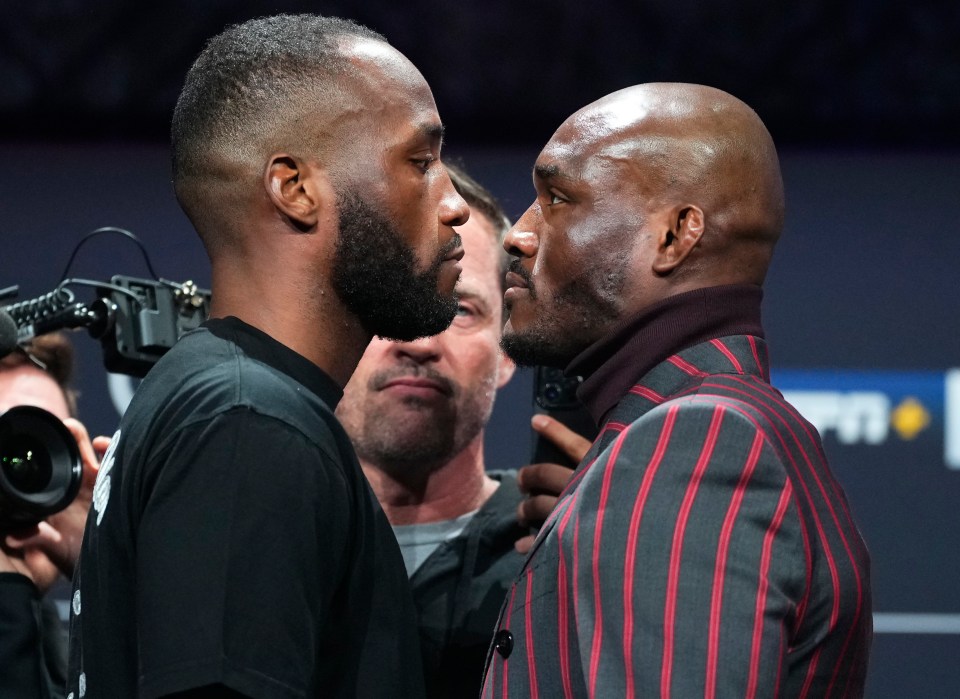 Leon Edwards facing off with Kamaru Usman