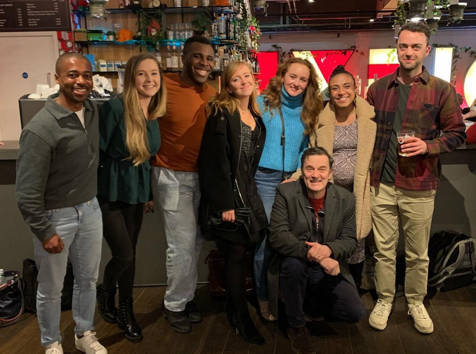 My Parents Are Aliens cast – Tony centre with (L-R) Jordan Maxwell, Charlotte Francis, Bella Melling, Olisa Odele, Stephanie Fearon and Patrick Niknejad