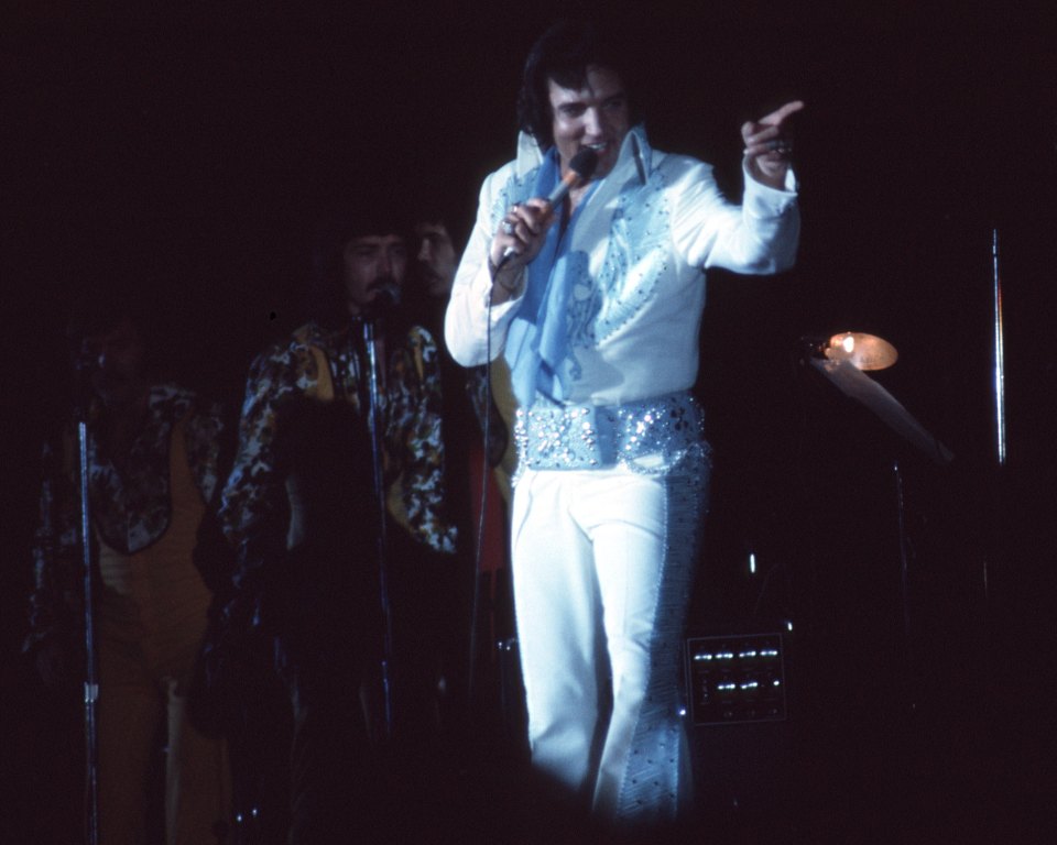 Elvis Presley seen here performing at his Las Vegas residency in 1975