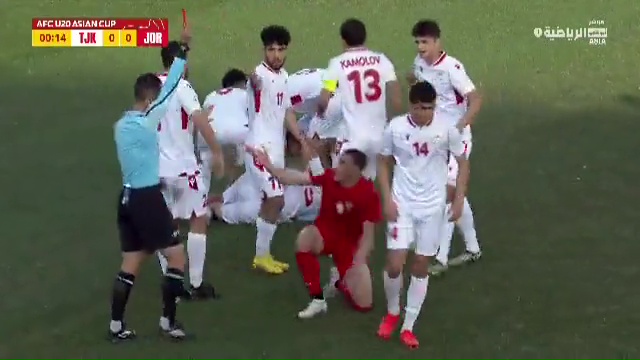 Kalbouneh was flashed a red card just seconds into the match