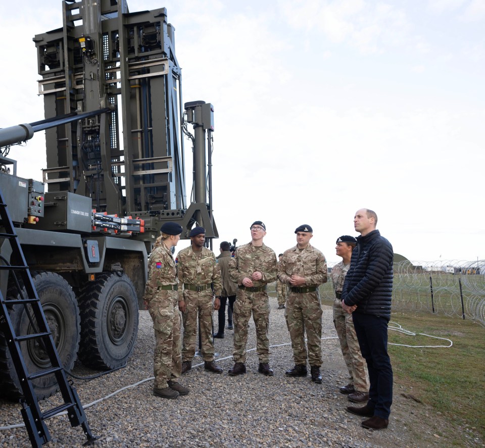 The Prince of Wales is shown a Sky Sabre system during a visit to the British Armed Forces in Rzeszow, Poland