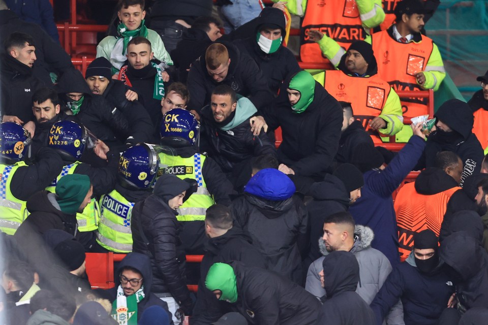 Greater Manchester Police have said 50 away supporters started the trouble