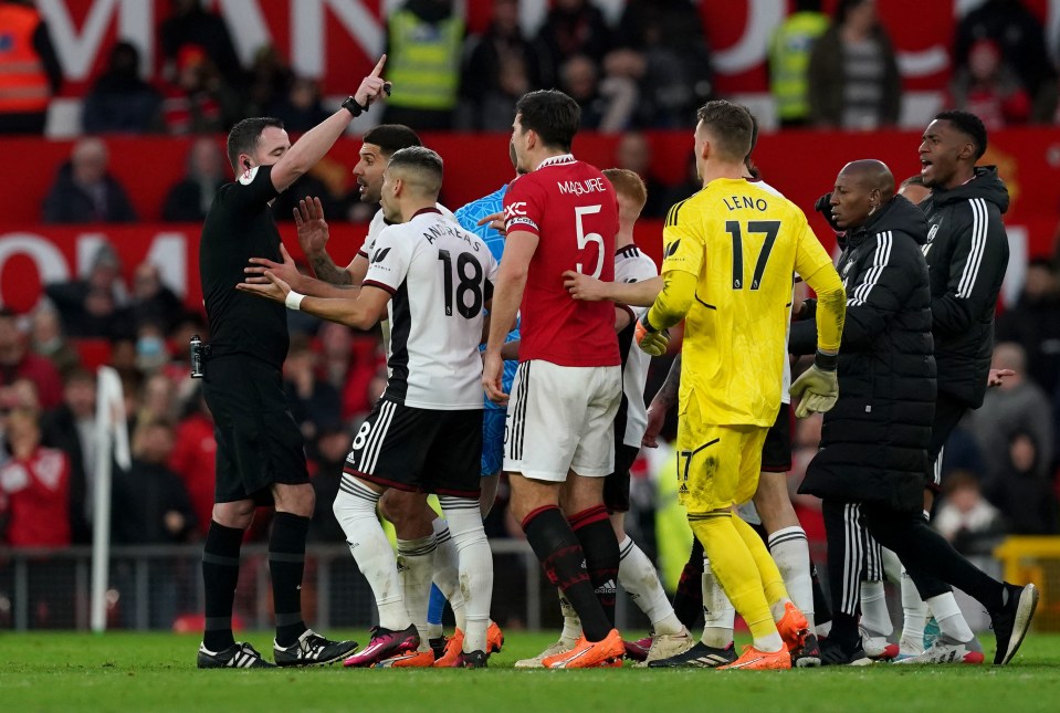 Fulham were shown three red cards as they slipped from 1-0 up to a 3-1 loss