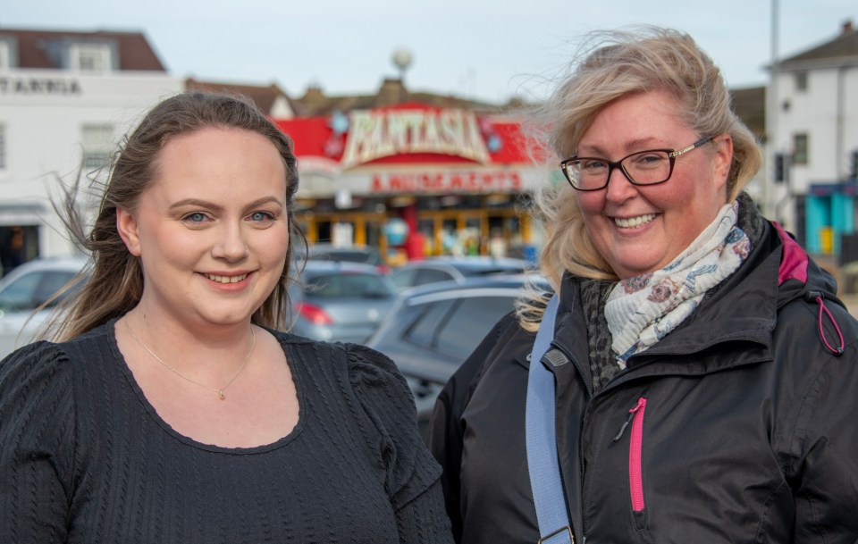 Mother-daughter duo Phoebe, 24 and Nicole Roberts, 52, say they love visiting the beach in the off months - but not summer