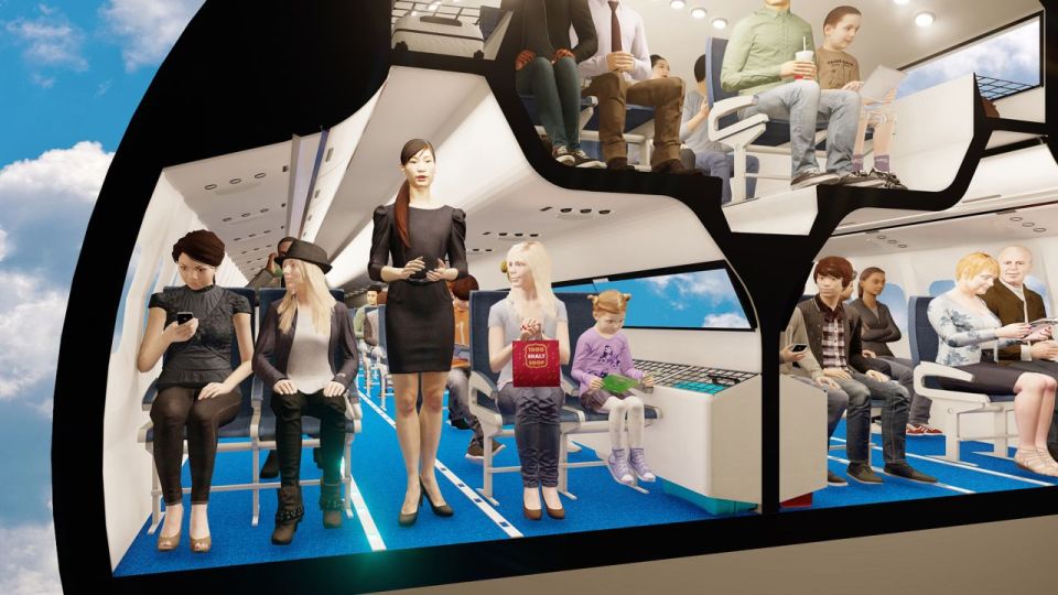 One design showed an economy cabin with no middle seats