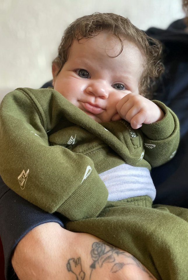 Mum, Ruby Eden, revealed Teddie's head was the size of a small melon when he came into the world and had to be put straight into three-month-old clothes