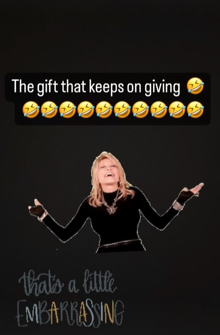 The same day, Becky posted on Instagram: 'The gift that keeps on giving'