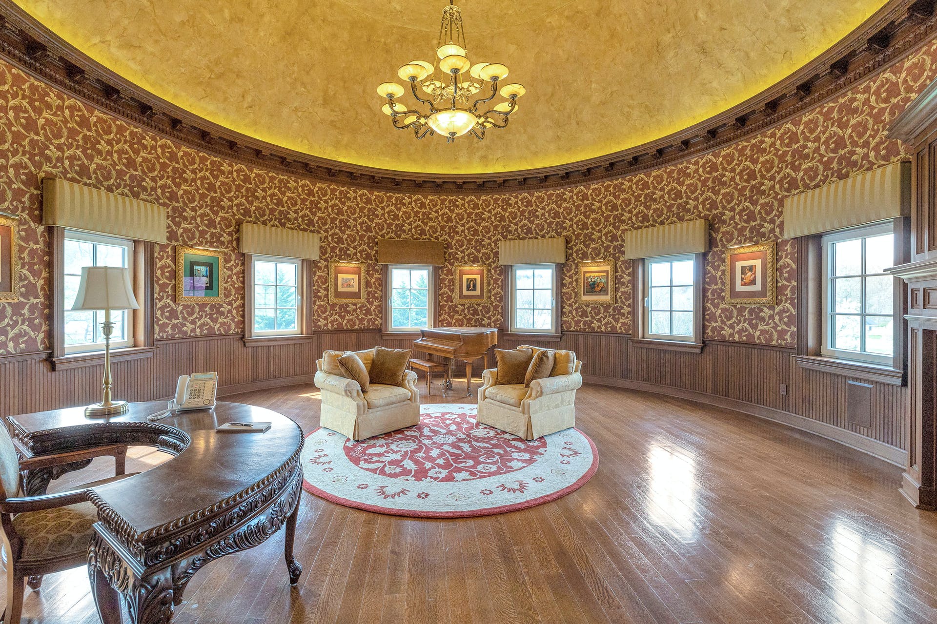 The property comes with its own Oval Office-style reception rooms