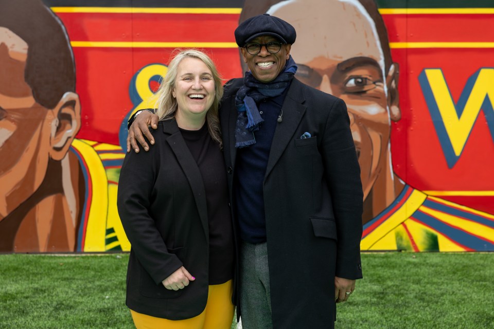 Arsenal legend Ian Wright and Chelsea Women’s Manager Emma Hayes attended the unveiling on Tuesday