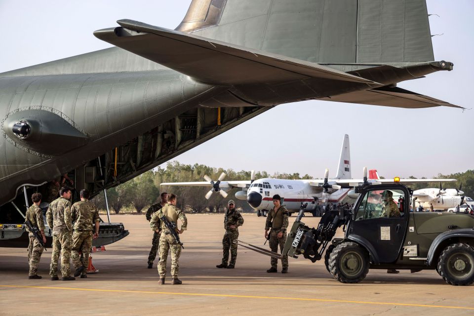 Supplies being unloaded at Wadi Seidna airport Khartoum in Sudan