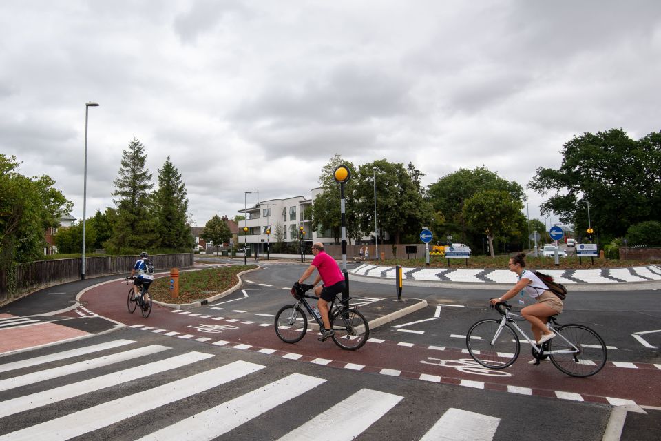 Motorists must wait for cyclists - and pedestrians - to enter and exit before manoeuvring around the roundabout