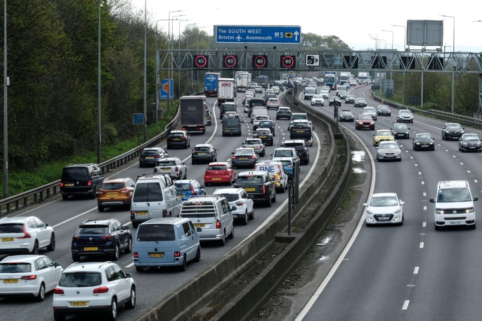 Traffic congestion on the M5 as the Bank Holiday weekend kicks off