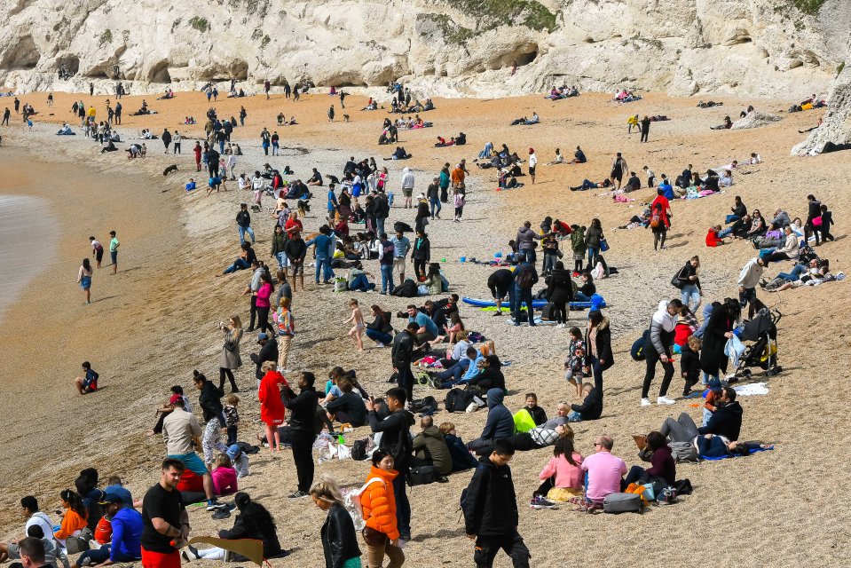 Some might prefer a trip to the beach, like these sunseekers in Durdle Door, Dorset on Easter Sunday.