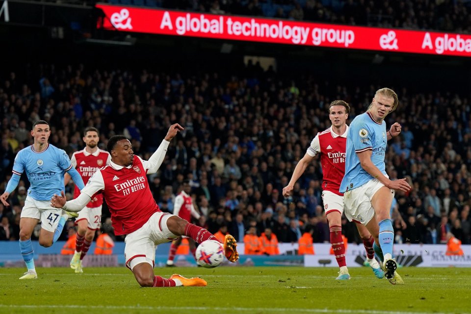 Haaland scored Man City's fourth with his flowing locks