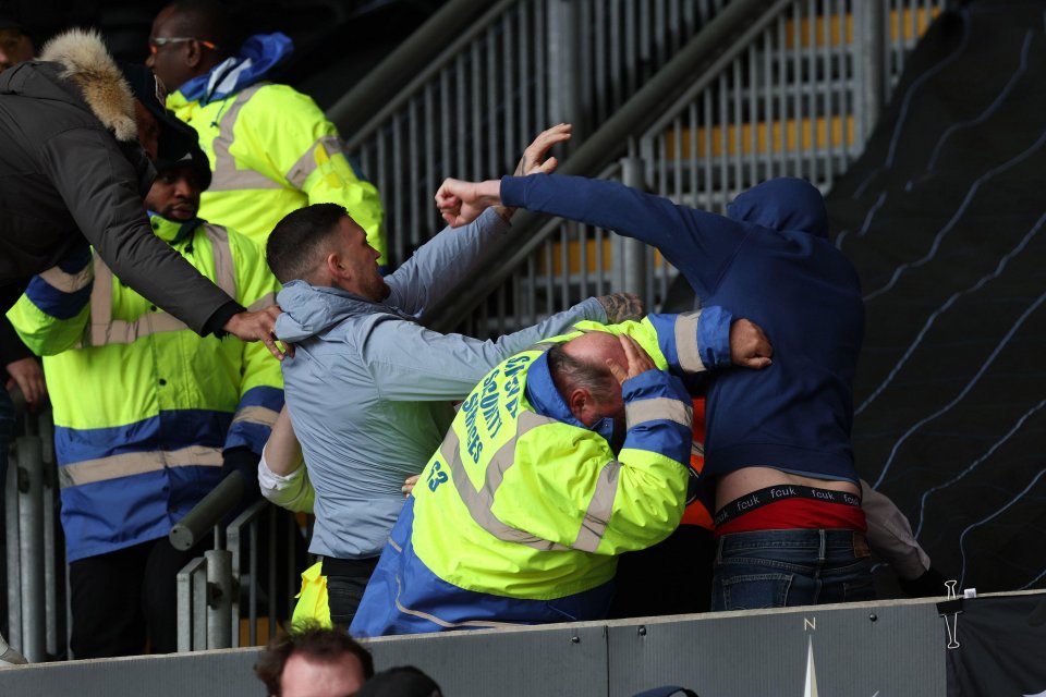 A steward was caught up in the scrap