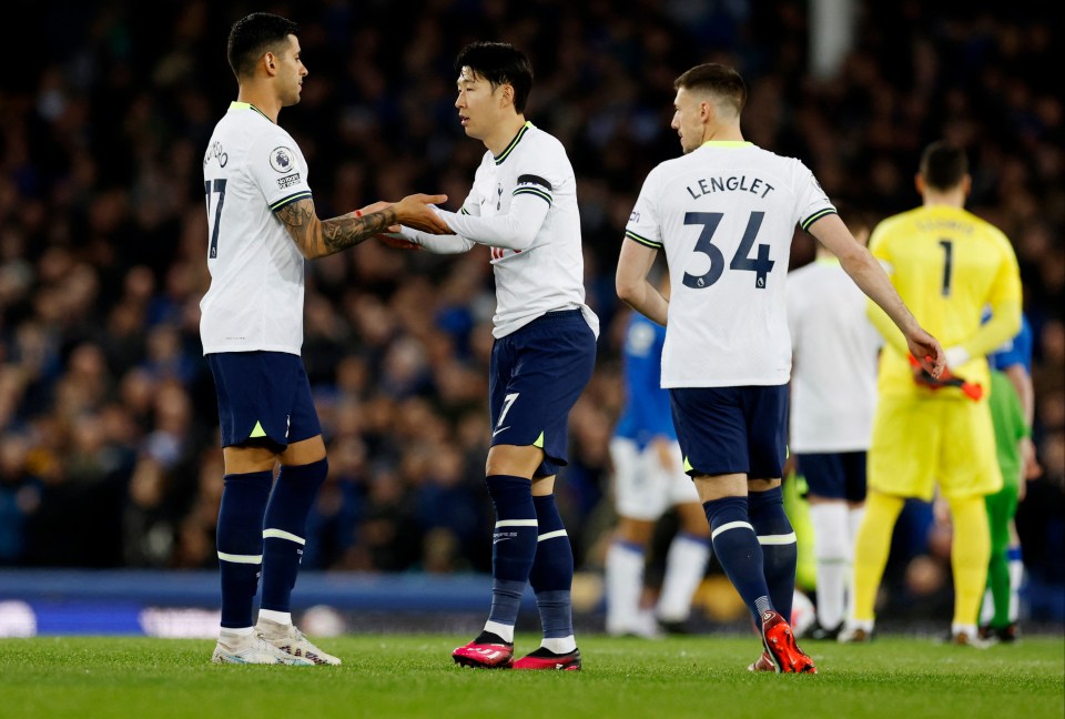 A host of Spurs players have been out of form including Son Heung-min, centre