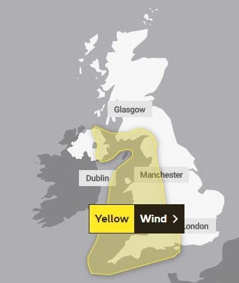 The Met Office has issued a yellow weather warning which starts on Tuesday afternoon