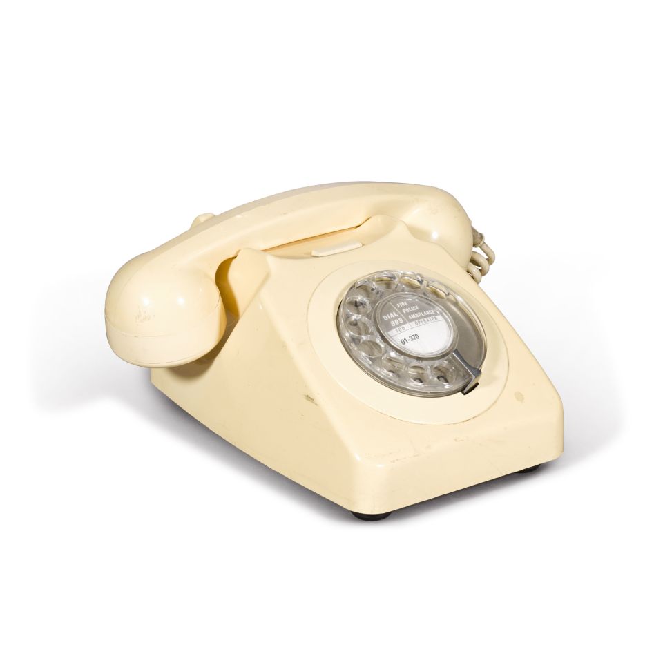 Freddie's 1980s vintage white telephone