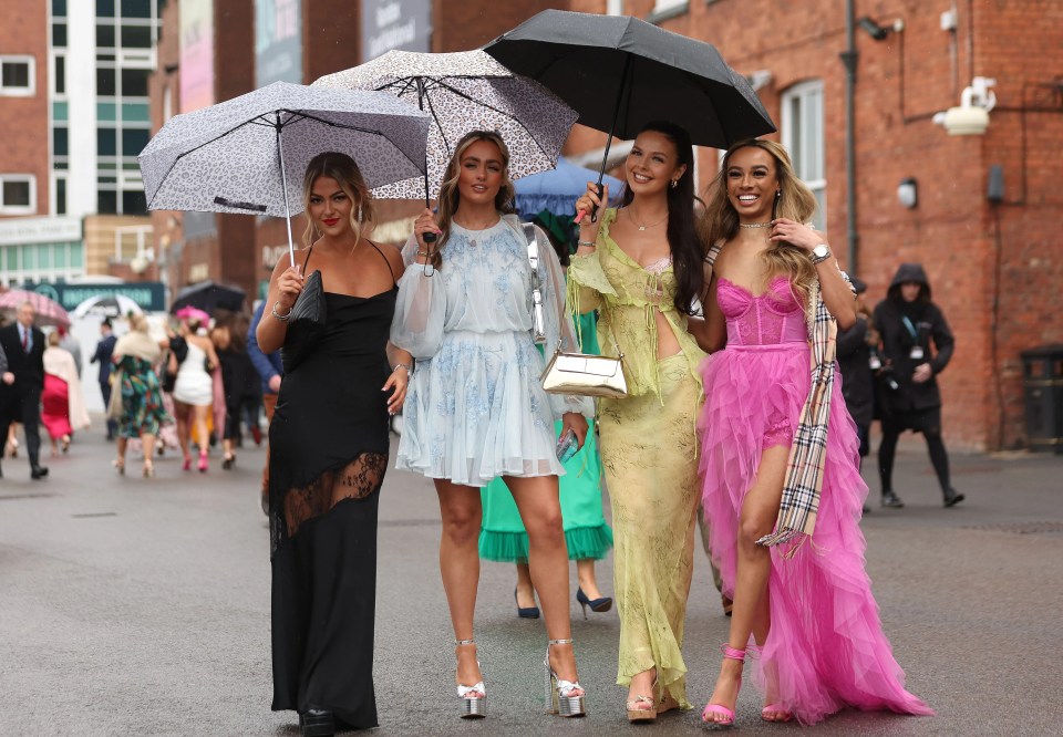 Women arrived at Aintree Racecourse donning huge fascinators