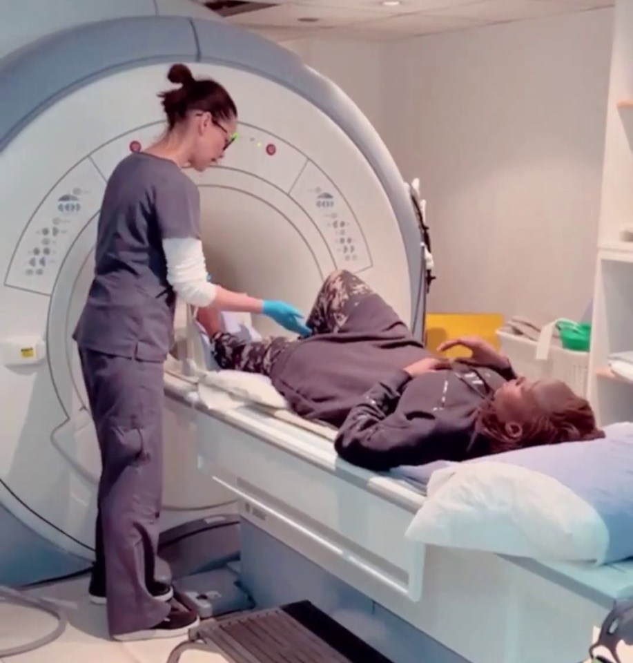 A video showed the TV presenter undergoing an MRI scan